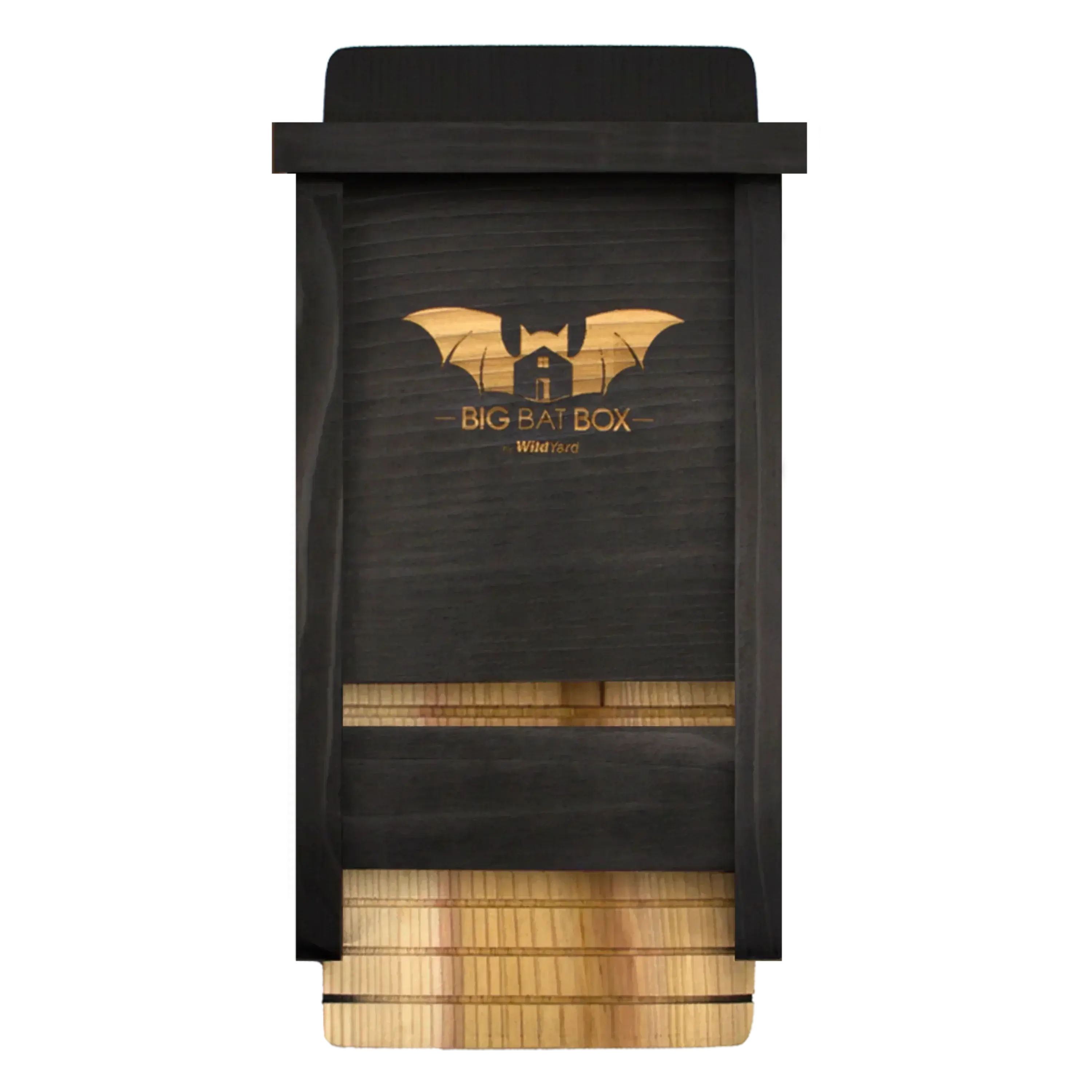 Black single chamber bat house, durable and weather-resistant, perfect for bat enthusiasts.