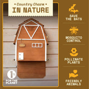 Three-chamber Big Bat Barn made of cedar for housing up to 150 bats, offering mosquito control and eco-friendly pest management