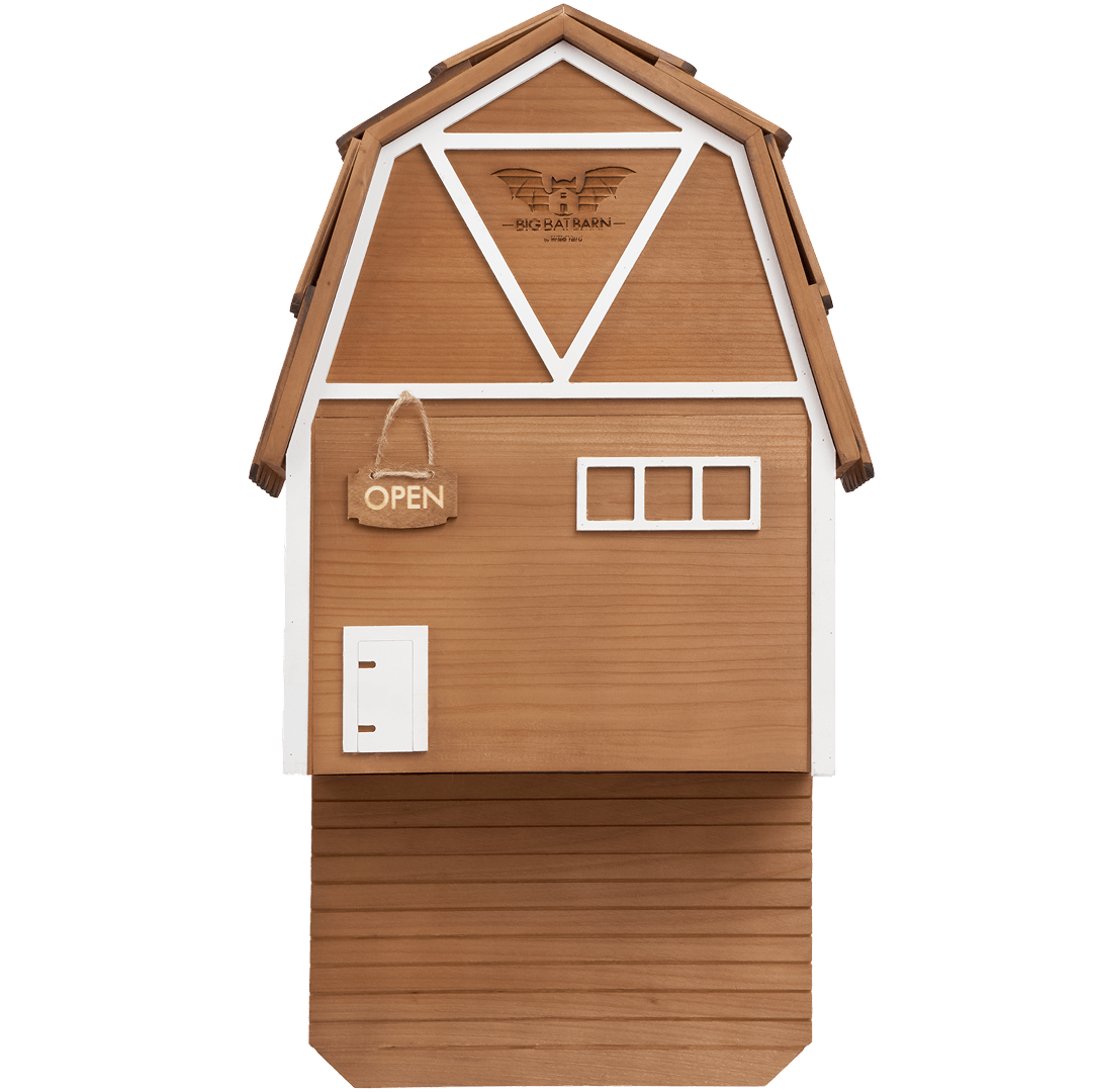 Big Bat Barn three-chamber premium cedar bat house in brown for 150 bats and natural mosquito control