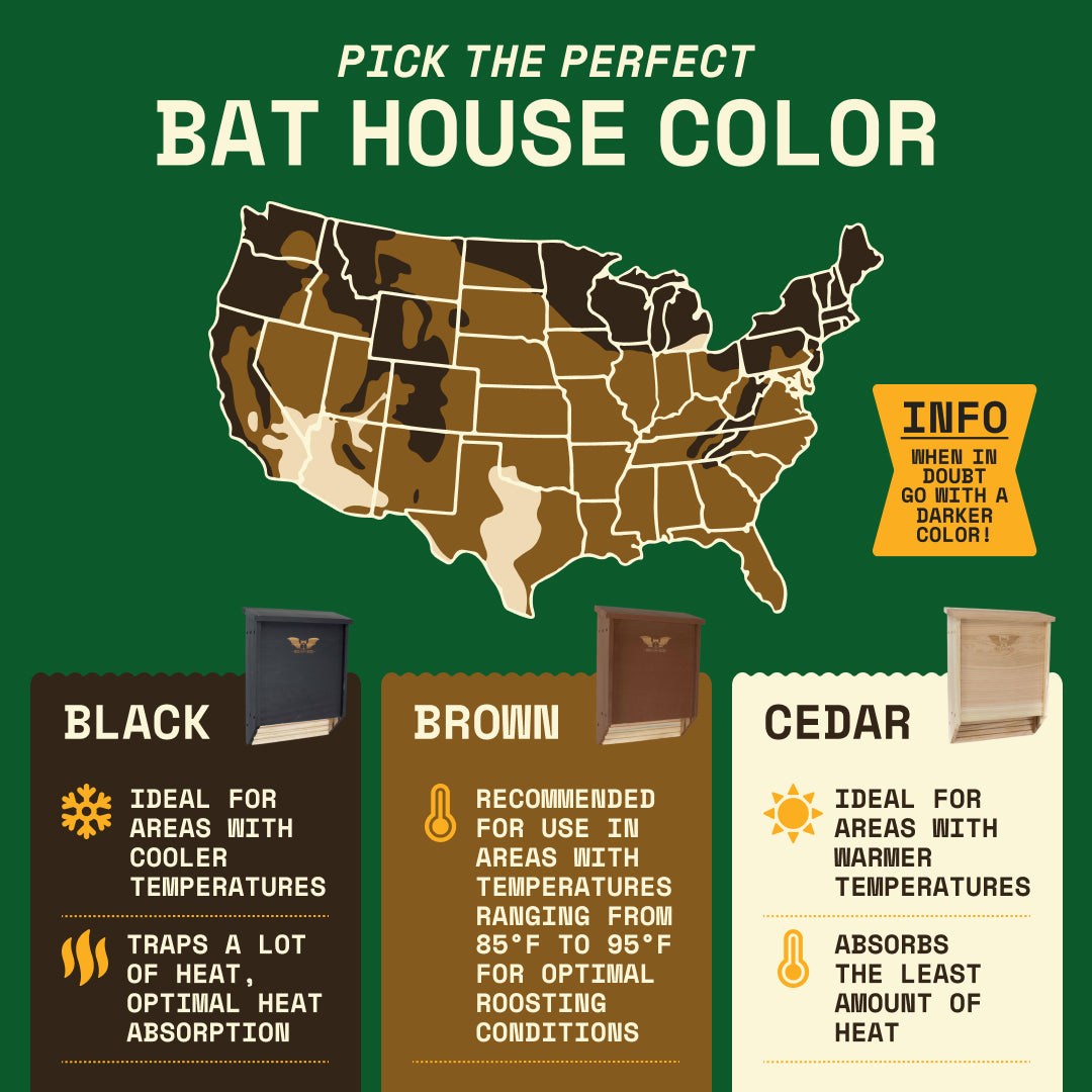 Map of suitable Bat House Color according to area temperature