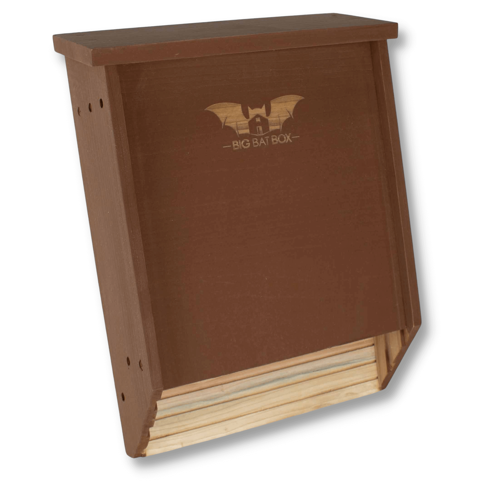 Double Chamber Bat House in brown made of cedar wood, eco-friendly design for pest control and bat protection.