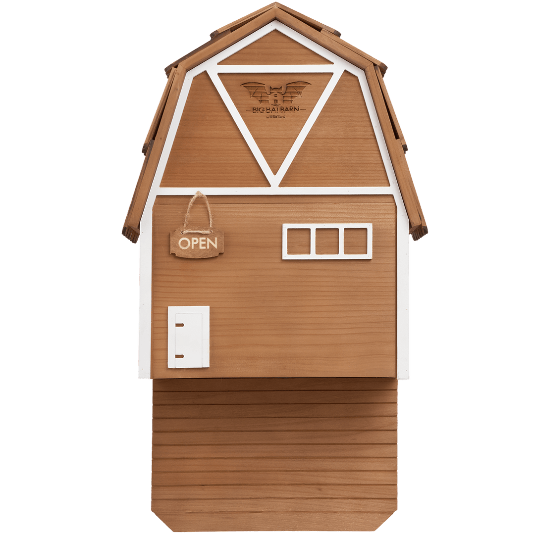 Big Bat Barn three-chamber premium cedar bat house in brown for 150 bats and natural mosquito control
