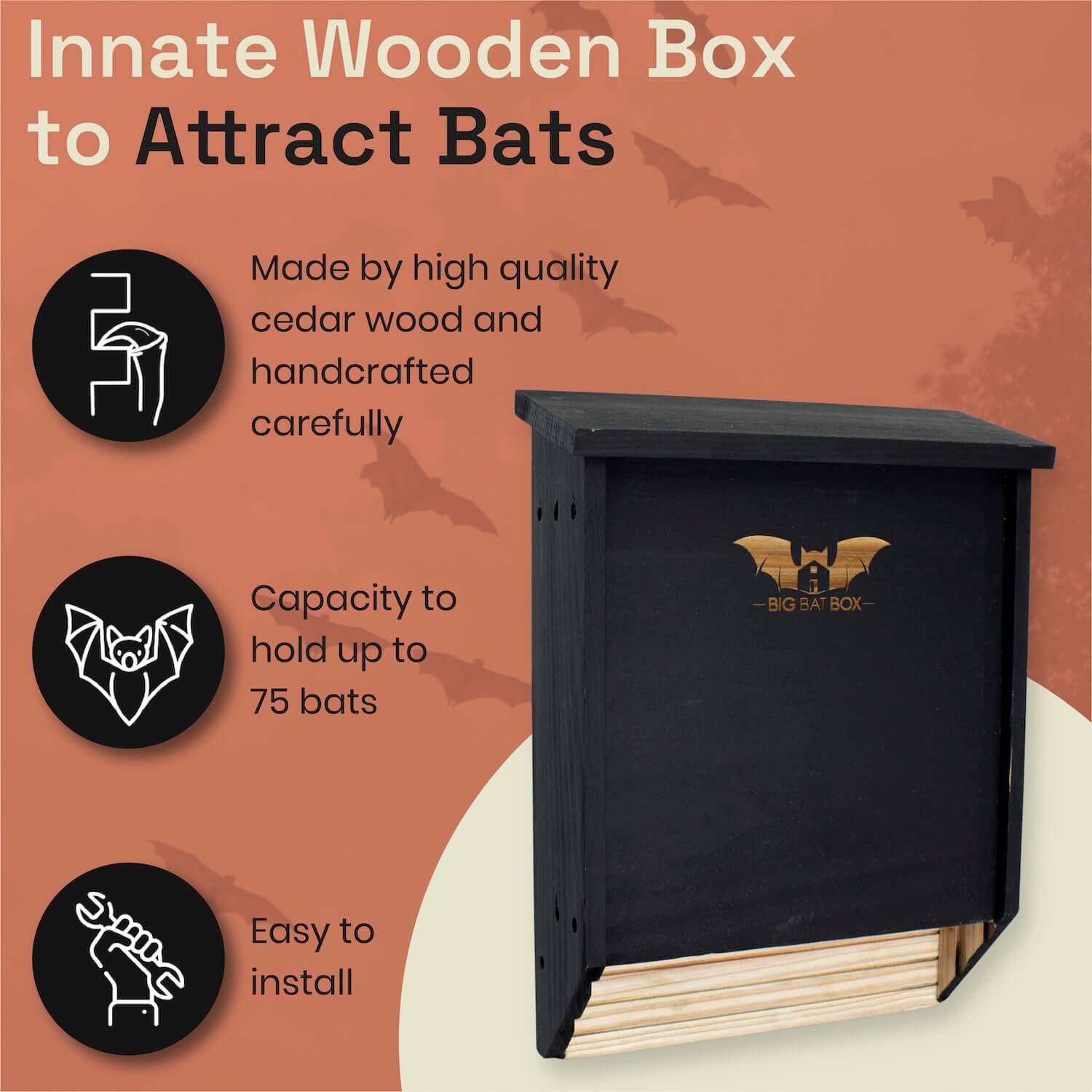 Bat Box Features Double-Chamber Bat House, Black - Big Bat Box | Big Bat Box