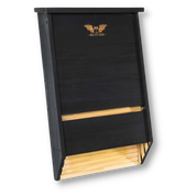 Three chamber black cedar bat house with large capacity and ventilated design for bat conservation