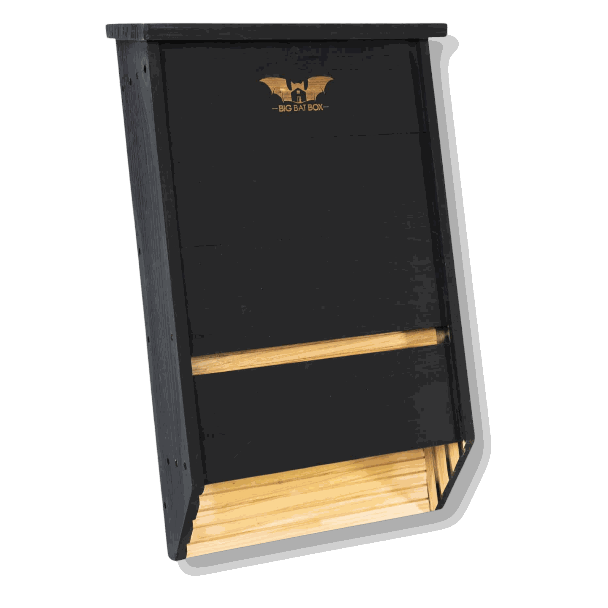 Three chamber black cedar bat house with large capacity and ventilated design for bat conservation