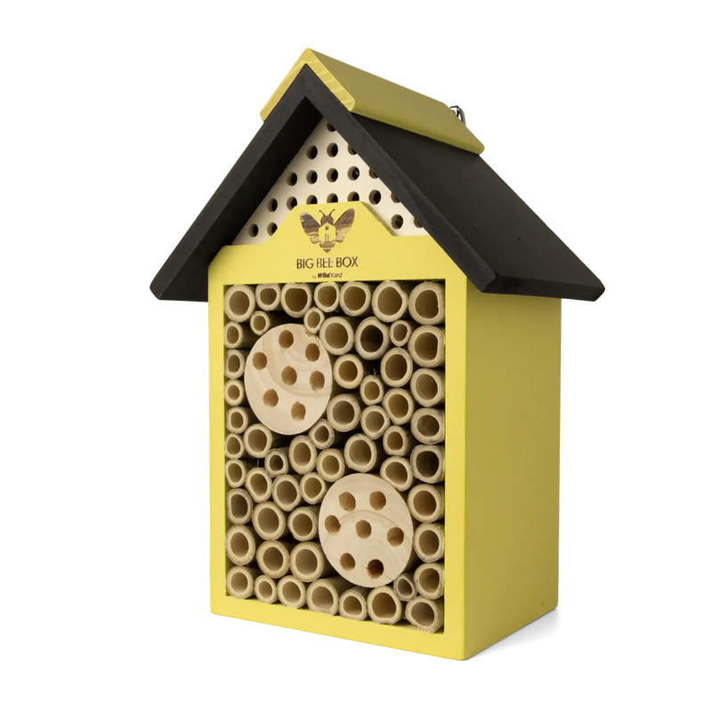Big Bee Box bee house – front view with bamboo tubes