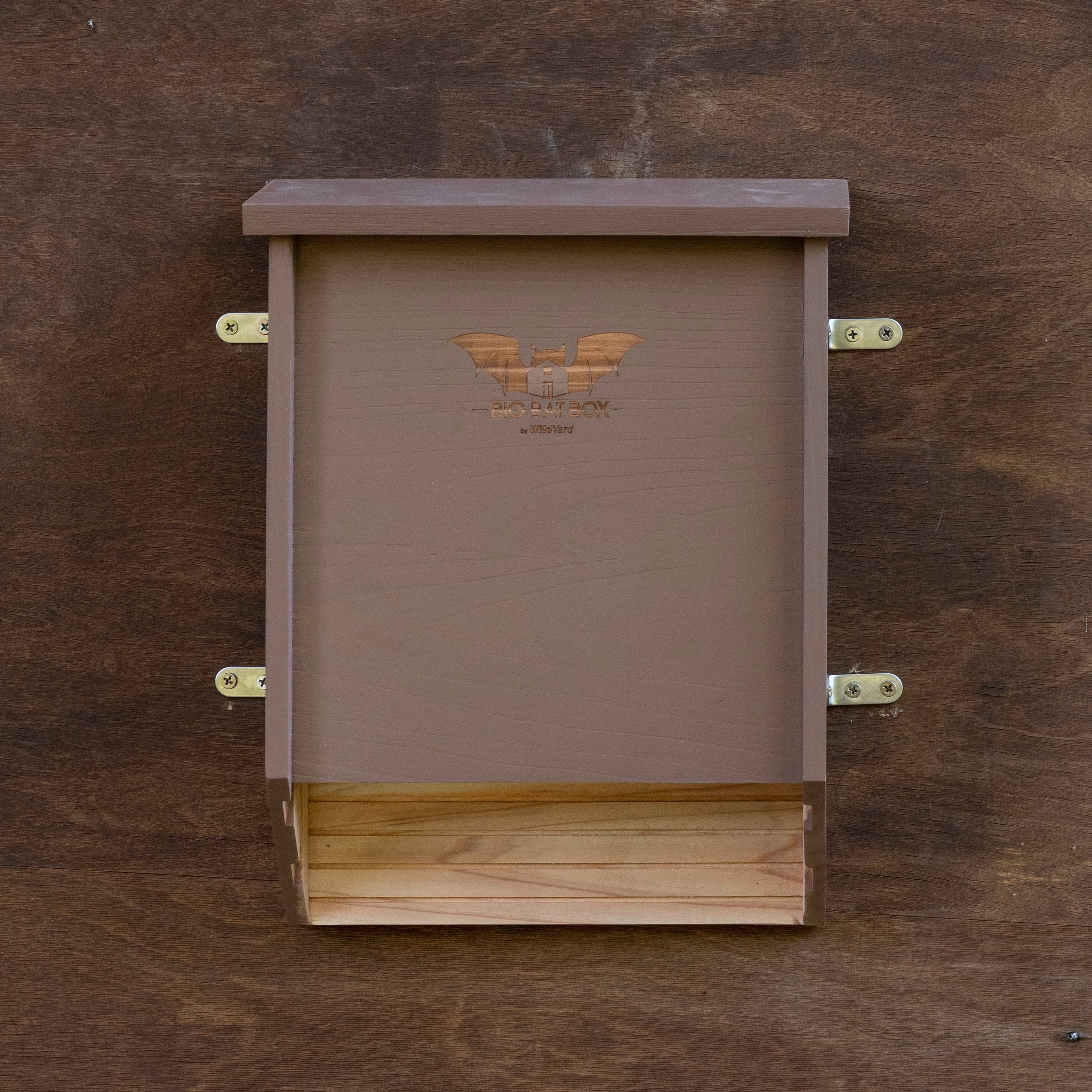 Brown two-chamber bat house 