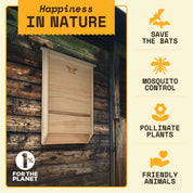 Premium cedar bat house with three chambers, ideal for pest control and bat conservation, mounted on a wooden wall.