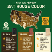 Map of suitable Bat house colors according to area temperature