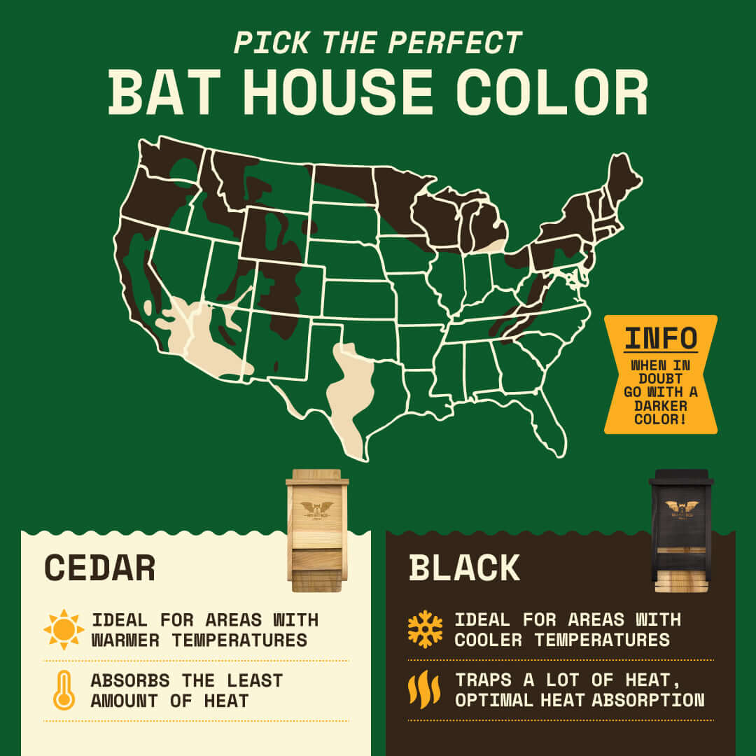 Map of suitable Bat House Color according to area temperature