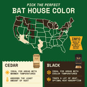 Map of suitable Bat House Color according to area temperature