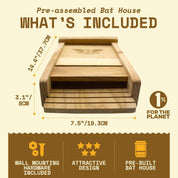 Single-chamber cedar bat house with wall mounting hardware, compact design for eco-friendly pest control, pre-assembled and easy to install.