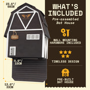 Big Bat Barn – Three Chamber Premium Cedar Bat Barn (Black)