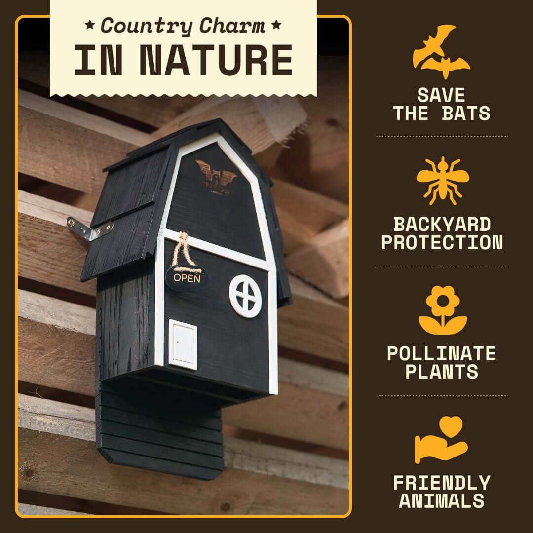 Bat Barn Junior – Two Chamber Premium Cedar Bat Barn (Black)