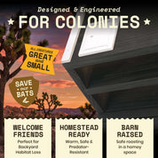 Bat Barn Junior – Two Chamber Premium Cedar Bat Barn (Black)