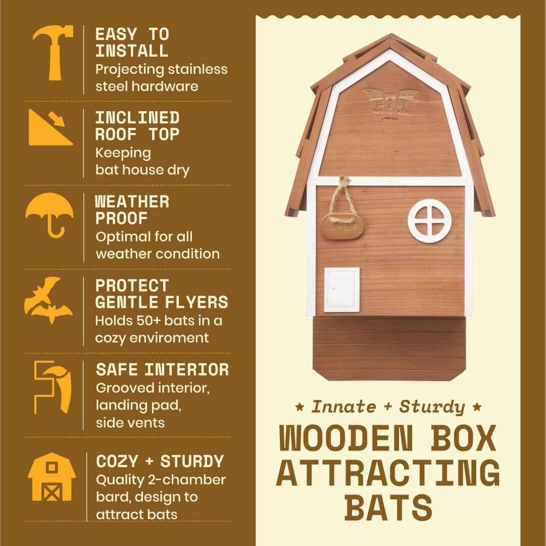 Bat Barn Junior – Two Chamber Premium Cedar Bat Barn (Brown)