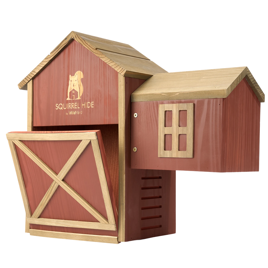 Squirrel House - Hideout & Feeder, wooden design for squirrels, perfect natural habitat and feeder combo.