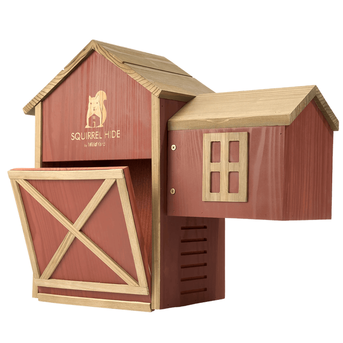 Squirrel House - Hideout & Feeder, wooden design for squirrels, perfect natural habitat and feeder combo.