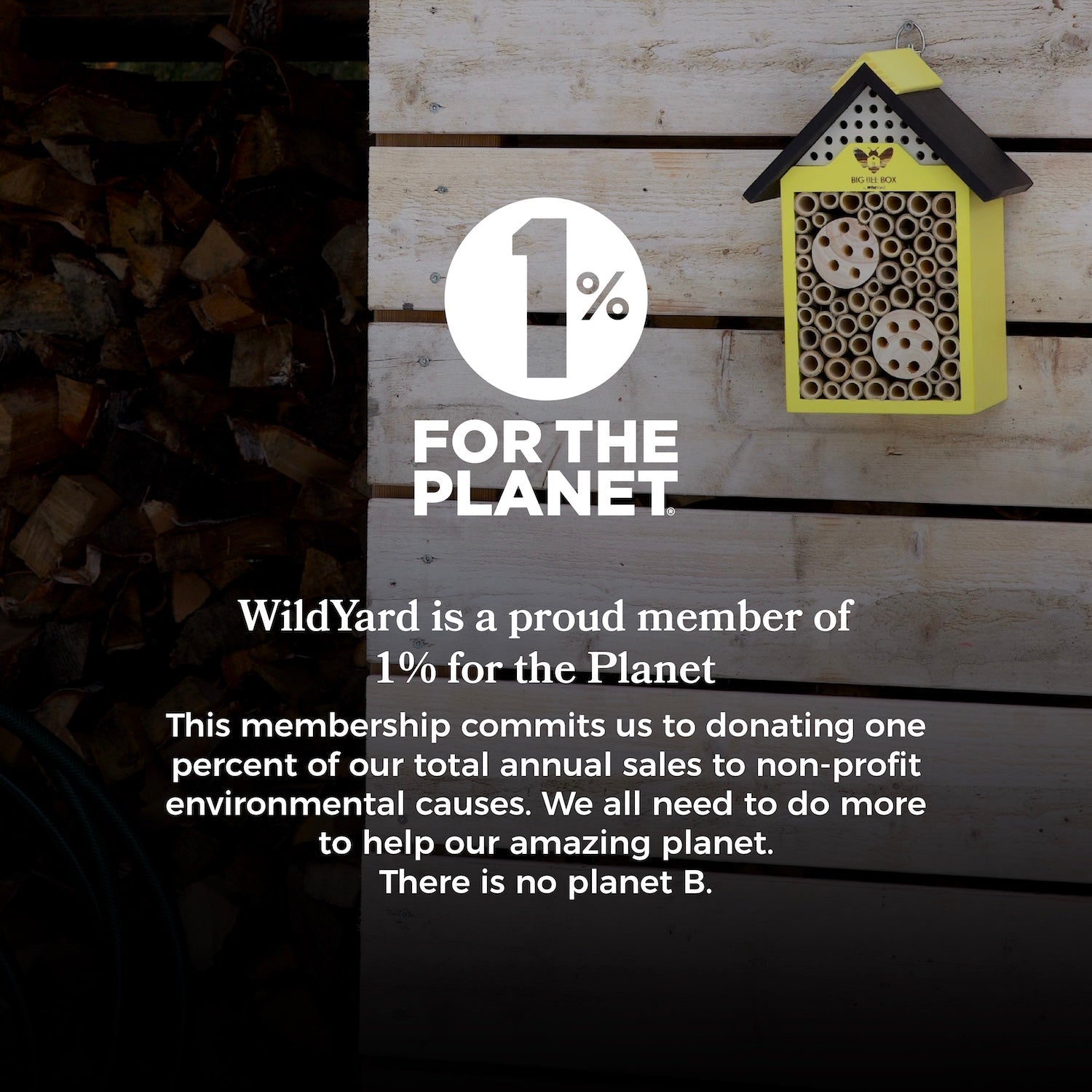 Eco-friendly bee house with 1% for the Planet nonprofit support