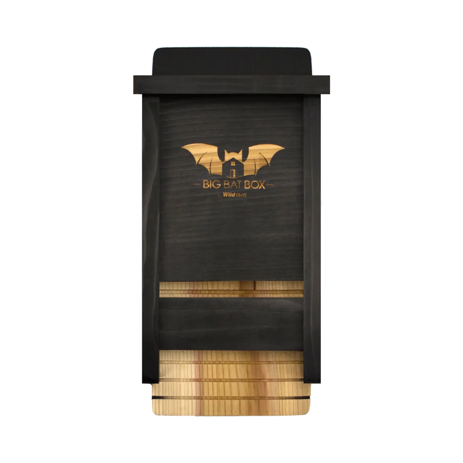 Black single chamber bat house, durable and weather-resistant, perfect for bat enthusiasts.