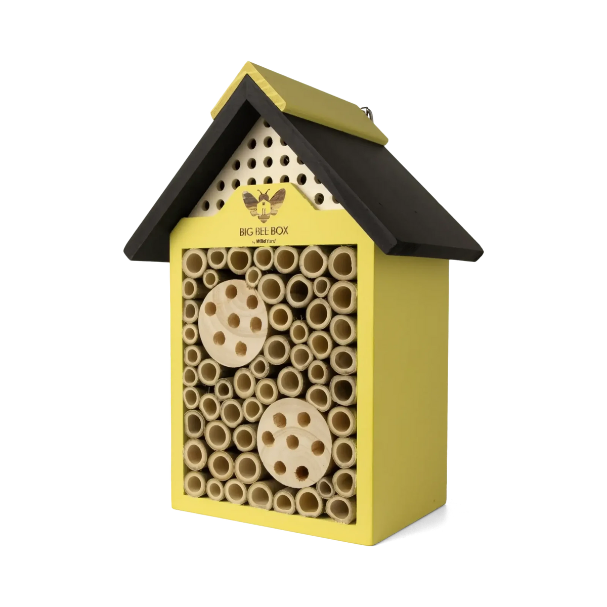 Big Bee Box bee house – front view with bamboo tubes