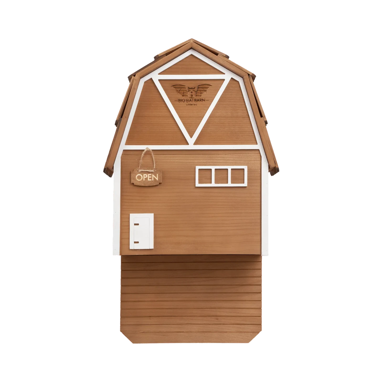 Big Bat Barn three-chamber premium cedar bat house in brown for 150 bats and natural mosquito control