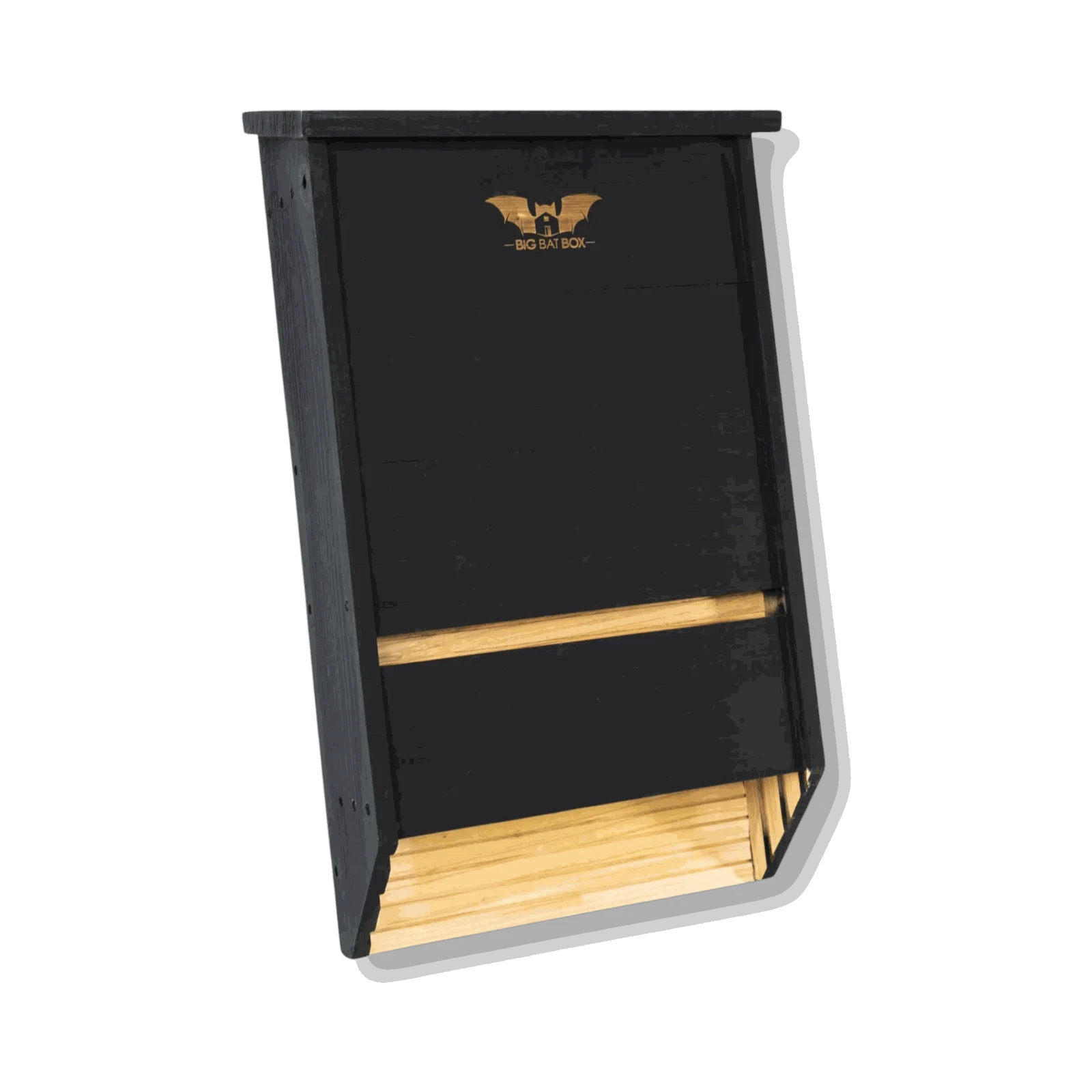 Three chamber black cedar bat house with large capacity and ventilated design for bat conservation