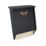 Two-chamber bat house in black, handcrafted from cedar