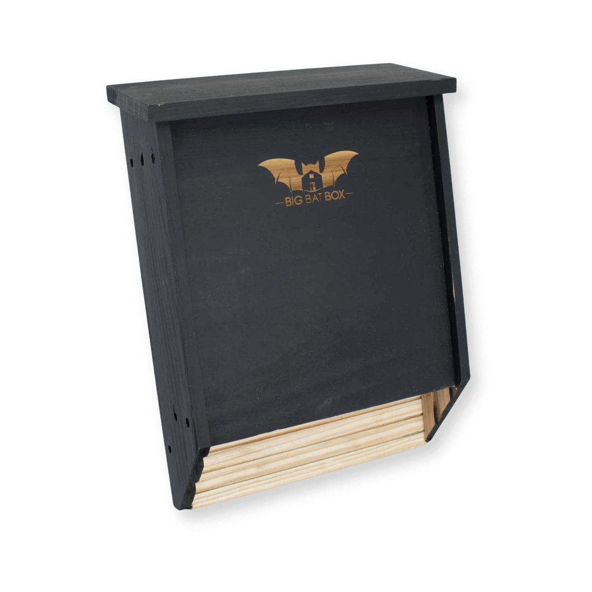 Two-chamber bat house in black, handcrafted from cedar