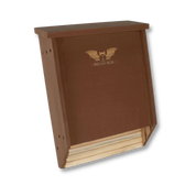 Two-chamber bat house in brown, handcrafted from cedar
