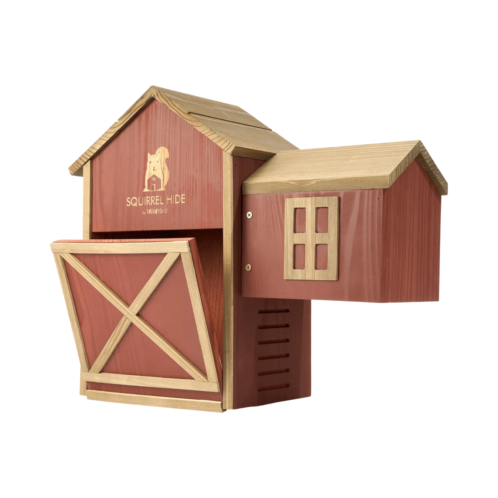 Squirrel House - Hideout & Feeder, wooden design for squirrels, perfect natural habitat and feeder combo.