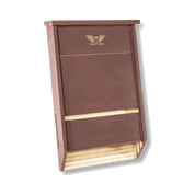Three chamber brown cedar bat house for natural pest control and year-round bat shelter