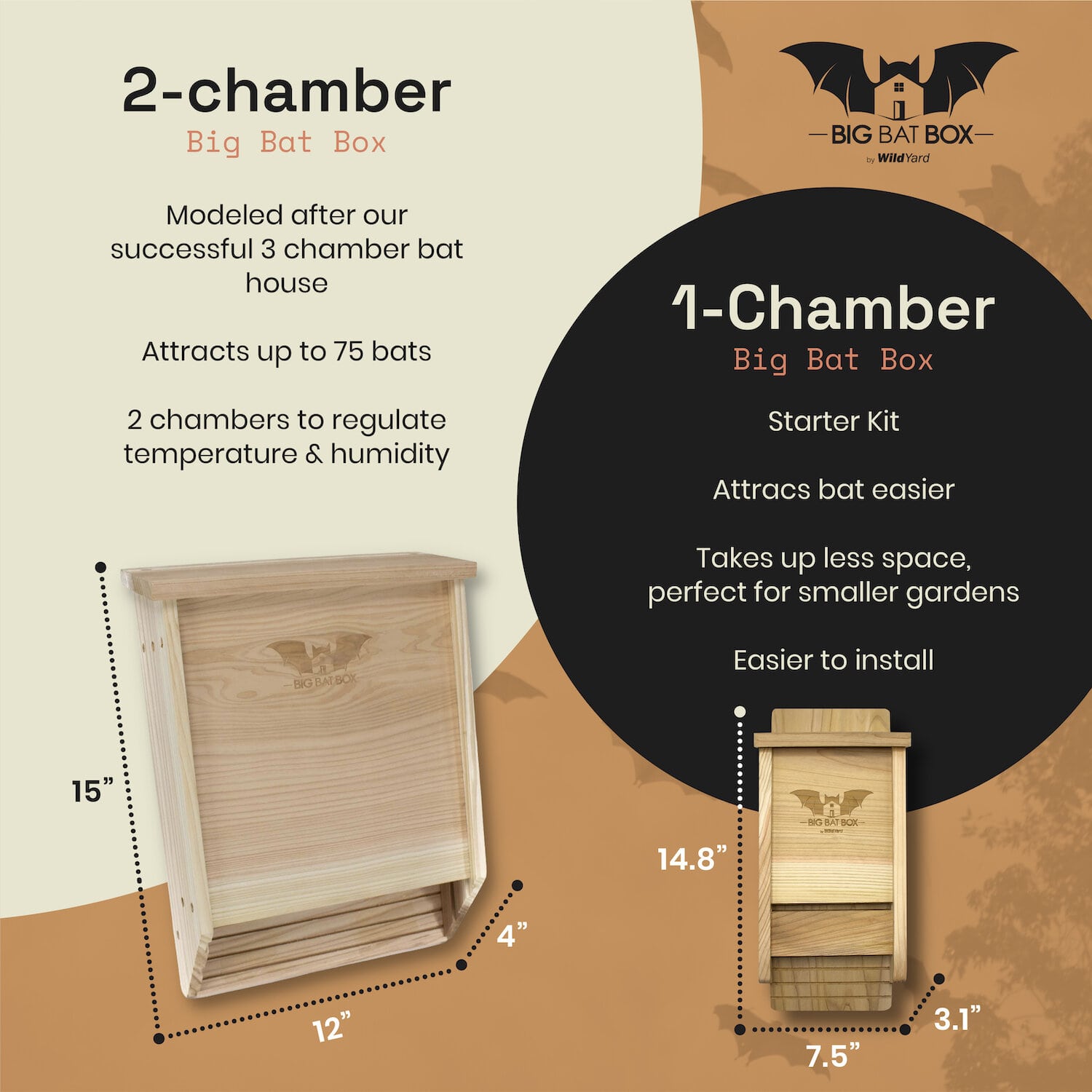2 chamber vs 1 chamber bat house cedar